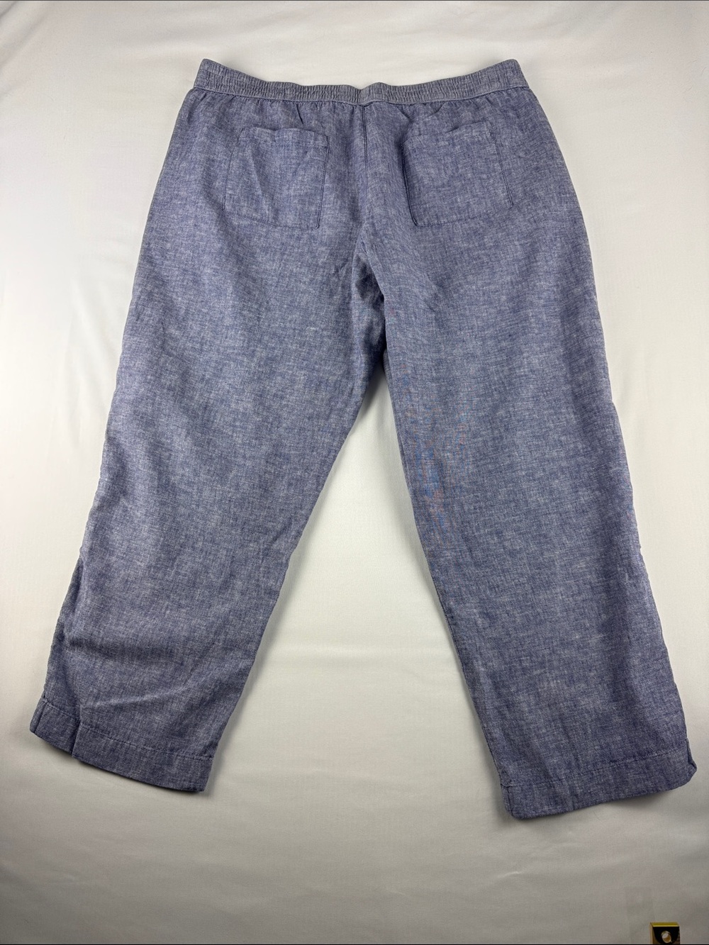 Sonoma Linen Blend Crop Pants Blue Elastic Waist Women's XL EUC - Picture 2 of 10